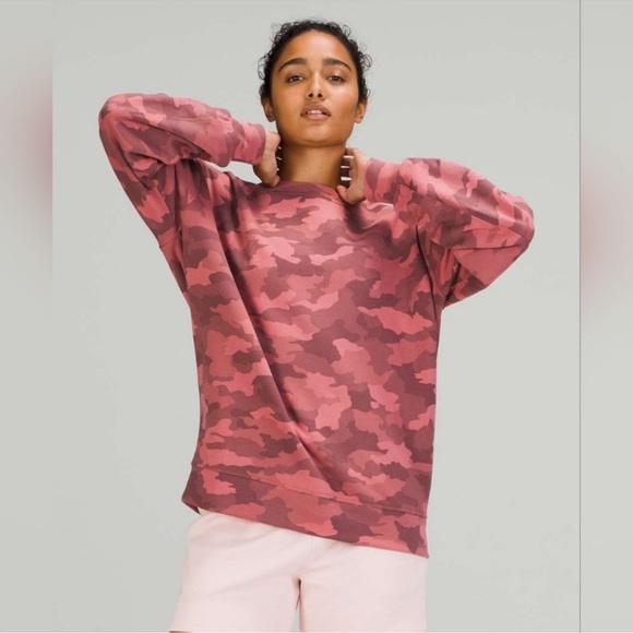 Lululemon Athletica Perfectly Oversized Crew Pink Camo Sweatshirt size 6 - Picture 3 of 11